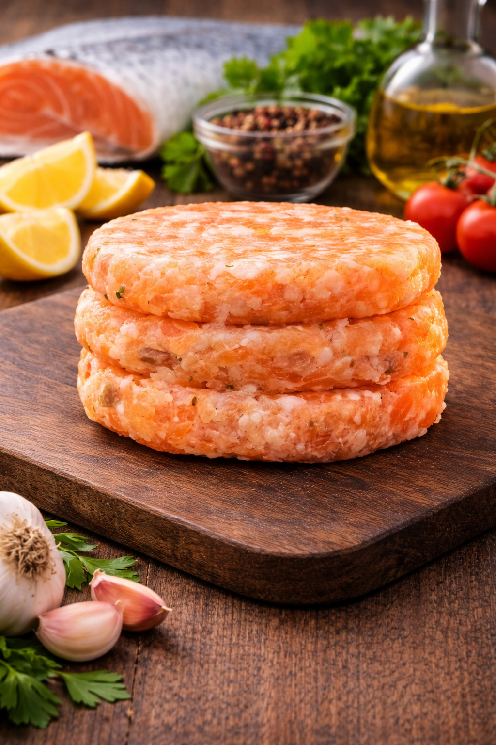 Hamburguesas de salmón fresco (4uds x 100g)